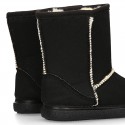 OKAA design Australian style Boot shoes in BLACK color with fake hair lining.