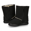 OKAA design Australian style Boot shoes in BLACK color with fake hair lining.