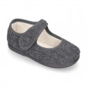 Structured wool knit Home little Mary Jane shoes.