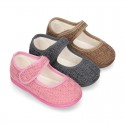 Structured wool knit Home little Mary Jane shoes.