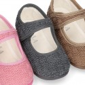 Structured wool knit Home little Mary Jane shoes.