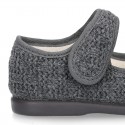 Structured wool knit Home little Mary Jane shoes.