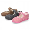 Structured wool knit Home little Mary Jane shoes.