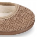 Structured wool knit Home little Mary Jane shoes.