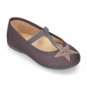 Autumn winter little T-strap Mary Jane shoes with STARS DESIGN.