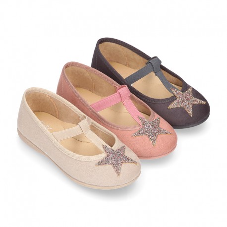 Autumn winter little T-strap Mary Jane shoes with STARS DESIGN.