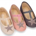 Autumn winter little T-strap Mary Jane shoes with STARS DESIGN.