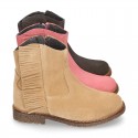 Ankle boot shoes in suede leather with fringed detail.