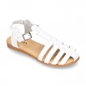 Cowhide leather sandal shoes jelly type design.