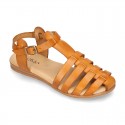 Cowhide leather sandal shoes jelly type design.