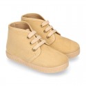 Kids canvas Casual Bootie shoes with laces.