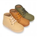 Kids canvas Casual Bootie shoes with laces.