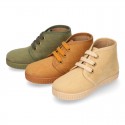 Kids canvas Casual Bootie shoes with laces.