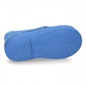 Kids Blue canvas Casual Bootie shoes with laces.