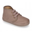 Kids canvas Casual Bootie shoes with laces in pastel colors.