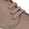 Kids canvas Casual Bootie shoes with laces in pastel colors.