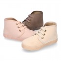 Kids canvas Casual Bootie shoes with laces in pastel colors.