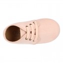 Kids canvas Casual Bootie shoes with laces in pastel colors.