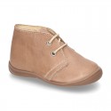 Little ankle boots in tanned nappa leather for kids.