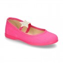 Special dress cotton canvas Ballet flat shoes with STAR design.
