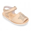 Menorquina sandals with STAR design and hook and loop strap.