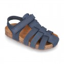 Nobuck leather sandals BIO style for kids.