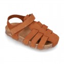 Nobuck leather sandals BIO style for kids.