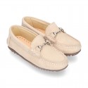 New Moccasin shoes with stirrup in pastel colors.