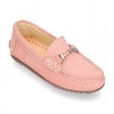 New Moccasin shoes with stirrup in pastel colors.