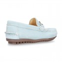 New Moccasin shoes with stirrup in pastel colors.