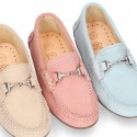 New Moccasin shoes with stirrup in pastel colors.