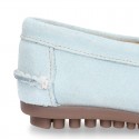 New Moccasin shoes with stirrup in pastel colors.