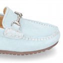 New Moccasin shoes with stirrup in pastel colors.