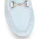 New Moccasin shoes with stirrup in pastel colors.