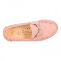 New Moccasin shoes with stirrup in pastel colors.