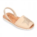 New Soft leather Menorquina Sandal shoes with rear strap and STAR design.