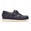 Classic kids leather Boat shoes laces less and spring summer soles.