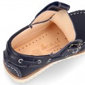 Classic kids leather Boat shoes laces less and spring summer soles.