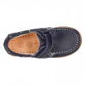 Classic kids leather Boat shoes laces less and spring summer soles.