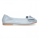 Soft nappa leather girl ballet flats with BOW and elastic band.