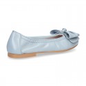 Soft nappa leather girl ballet flats with BOW and elastic band.