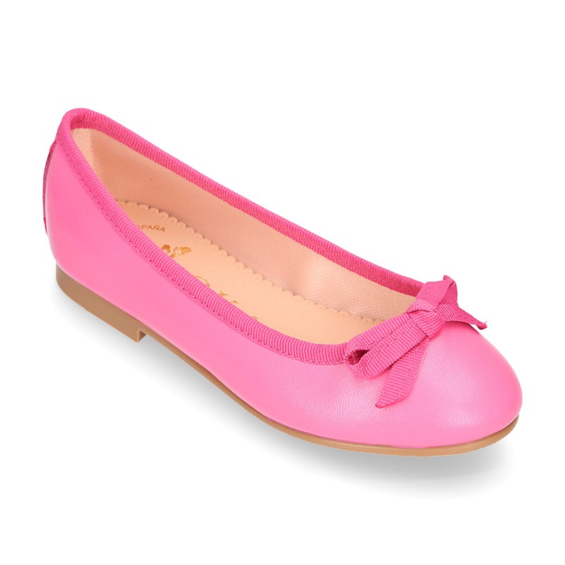 Extra soft leather ballet flats with ribbon. R006 | OkaaSpain