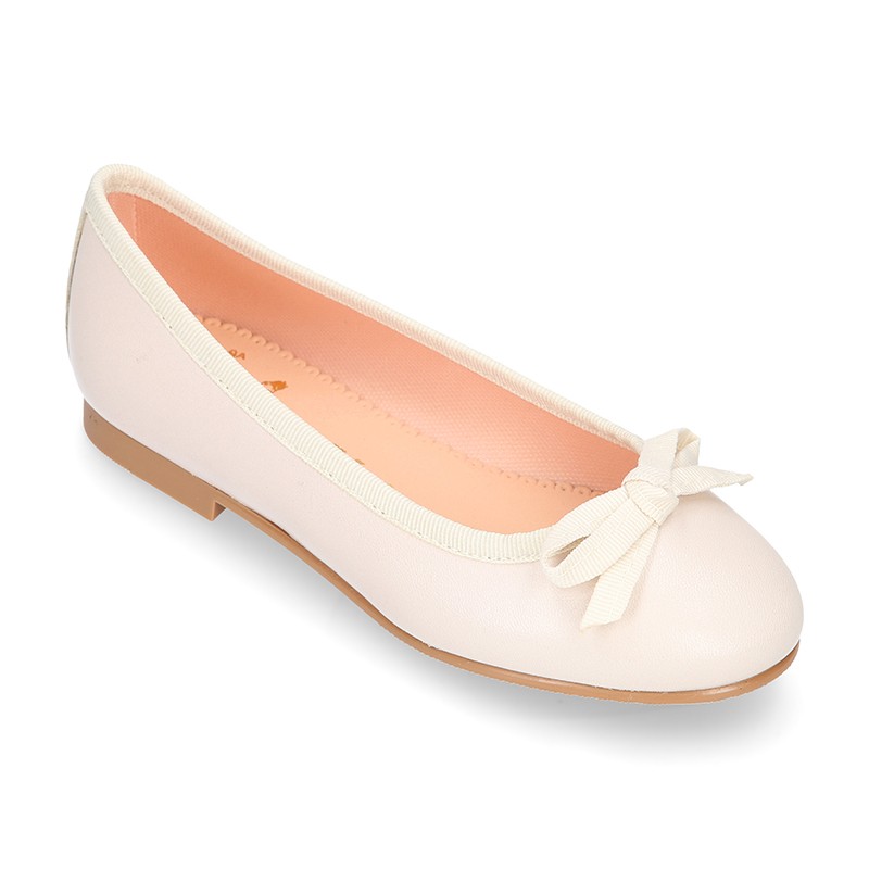 Extra soft leather ballet flats with ribbon. R006 | OkaaSpain