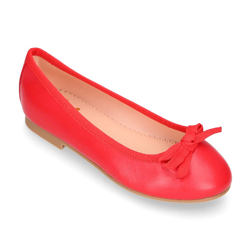 Extra soft leather ballet flats with ribbon. R006 | OkaaSpain