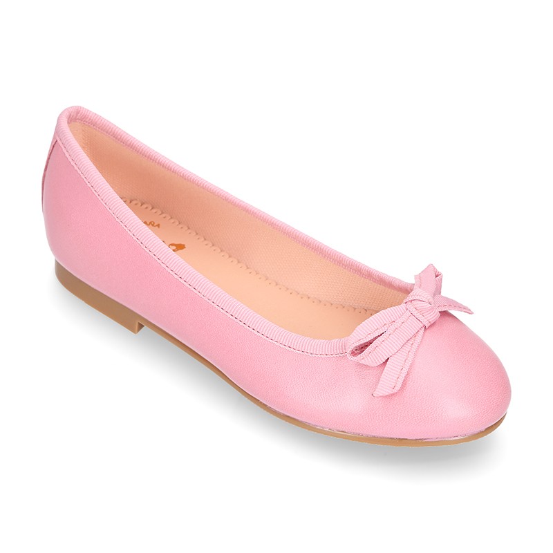 Extra soft leather ballet flats with ribbon. R006 | OkaaSpain