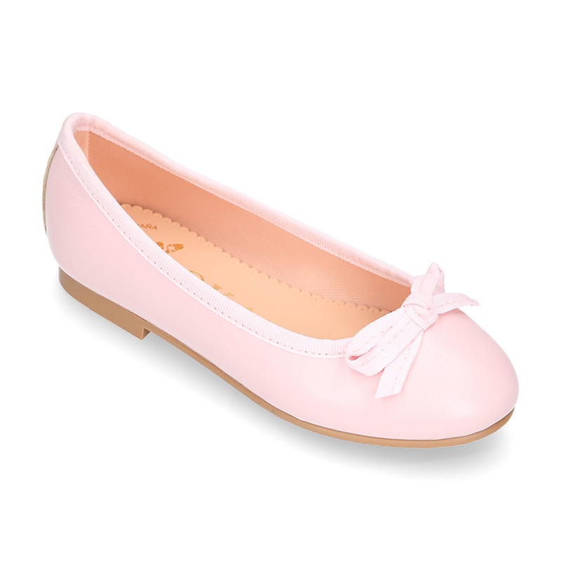 Extra soft leather ballet flats with ribbon. R006 | OkaaSpain