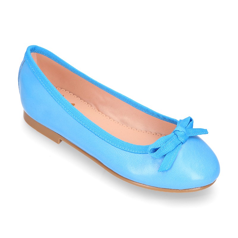 Extra soft leather ballet flats with ribbon. R006 | OkaaSpain