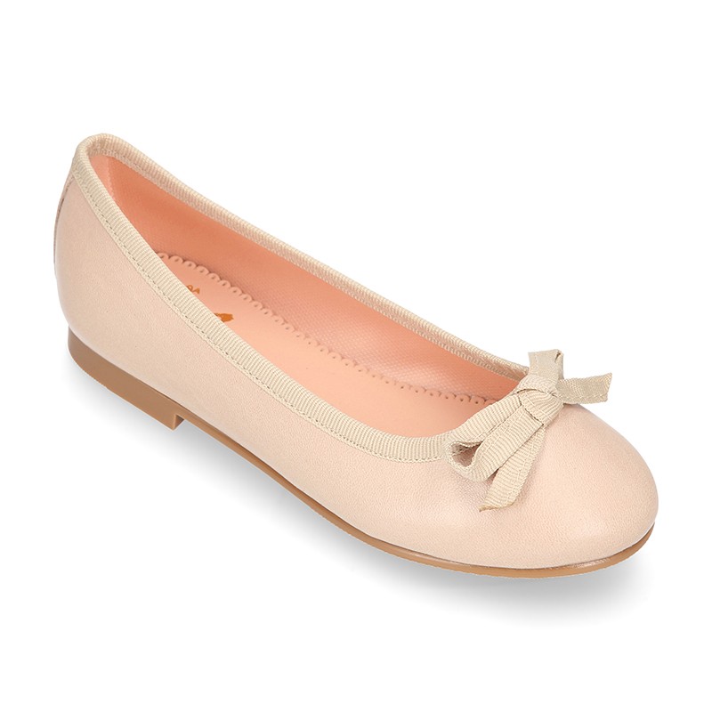 Extra soft leather ballet flats with ribbon. R006 | OkaaSpain