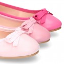 New Extra soft leather ballet flats with ribbon.