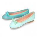 New Extra soft leather ballet flats with ribbon.